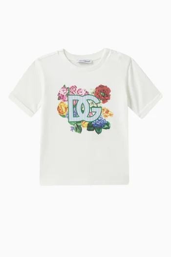 Floral Logo T-shirt in Cotton