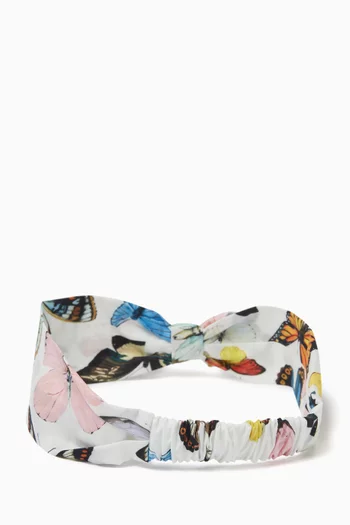 Butterfly-print Headband in Cotton-poplin