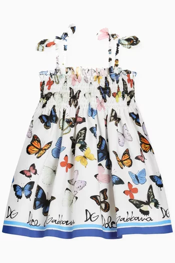Butterfly Logo-print Dress in Cotton-poplin
