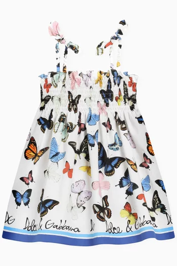 Butterfly Logo-print Dress in Cotton-poplin