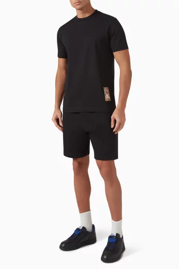 Check Label Shorts in Cotton Jersey
