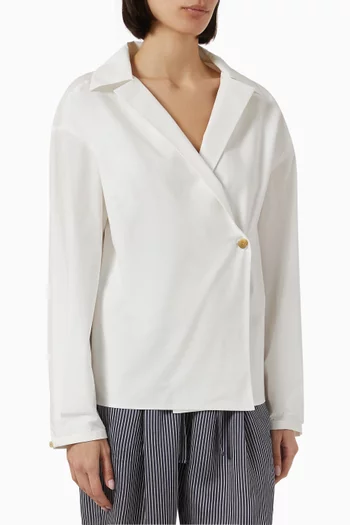 Ashton Wrap-front Top in Poplin