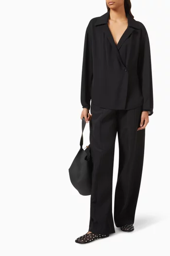 Ashton Wrap-front Top in Poplin