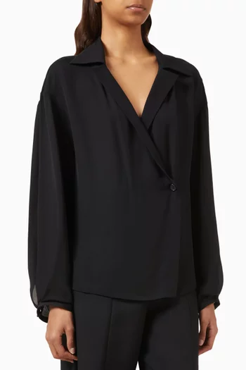 Ashton Wrap-front Top in Poplin