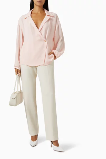 Ashton Wrap-front Top in Poplin