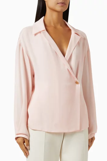 Ashton Wrap-front Top in Poplin