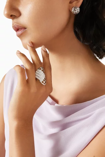 خاتم سكين مرصع بالماس ذهب أبيض عيار 18