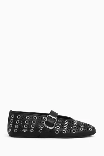 Vienne Eyelet Ballet Flats in Leather