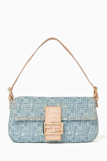 Buy Fendi Pre Loved Blue 2000s Baguette Shoulder Bag in Zucca Denim Ostrich Leather For Women Online Ounass Bahrain