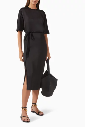 Velvet-trim Midi Skirt