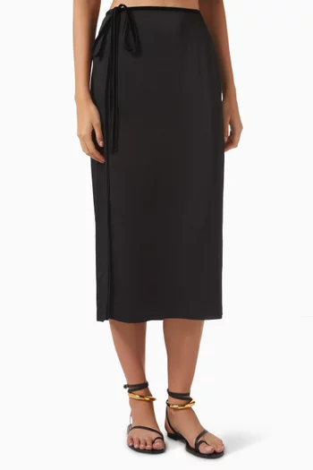 Velvet-trim Midi Skirt