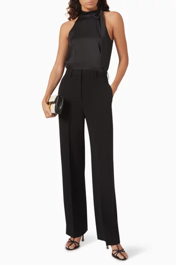 Tie-neck Halter Top in Textured Satin