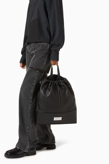 Medium 5AC Daily Drawstring Backpack in Grainy Leather