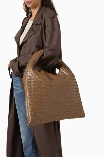 Large Hop Shoulder Bag in Intrecciato Leather