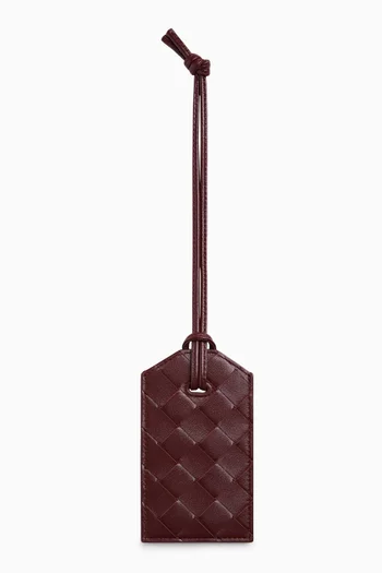 حافظة بطاقة هوية بحمالة جلد مجدول