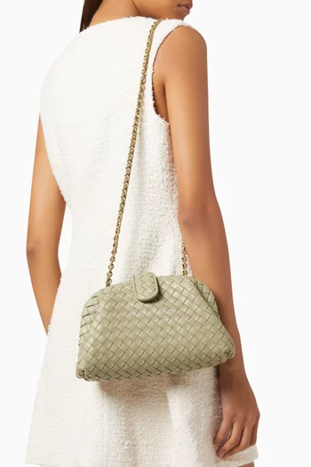 Small Lauren 1980 Clutch with Chain in Intrecciato Leather
