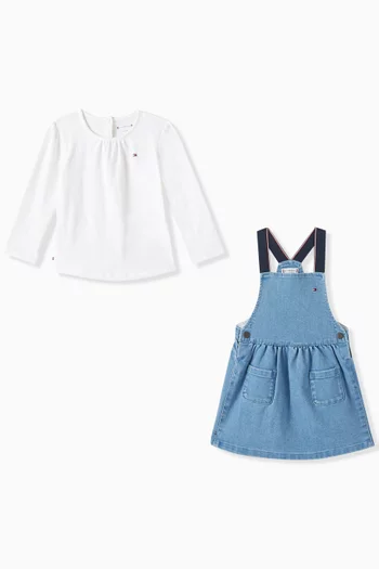 Denim Dungaree Dress in Cotton