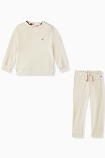 Logo-embroidered Tracksuit Set in Cotton Towelling