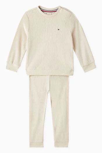 Logo-embroidered Tracksuit Set in Cotton Towelling