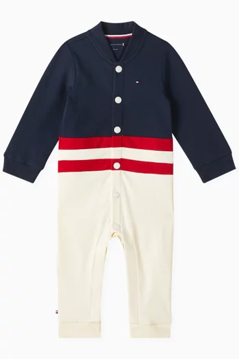 Colour-Blocked Baseball Collar Pyjama