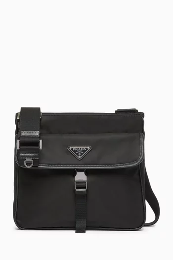 Shoulder Bag in Re-Nylon & Saffiano Leather