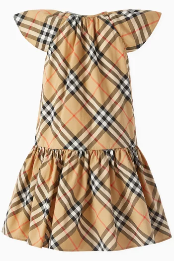 Check Flared Dress in Cotton-poplin