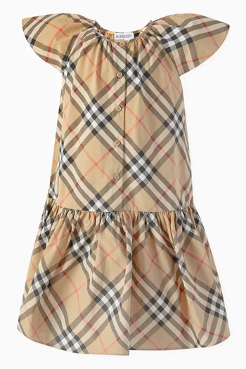 Check Flared Dress in Cotton-poplin