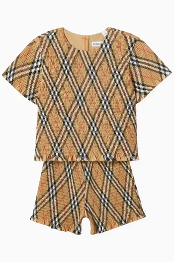 Madeline Smocked T-shirt in Cotton-poplin