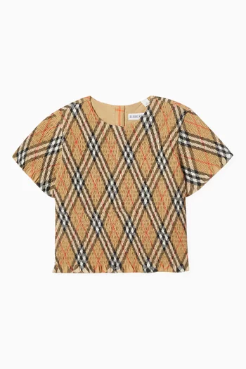 Madeline Smocked T-shirt in Cotton-poplin