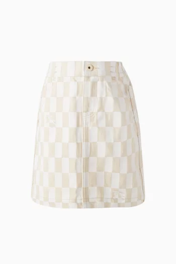 Check Straight-fit Skirt in Cotton-twill