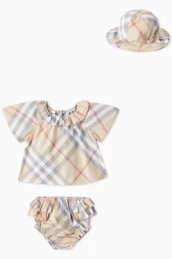 Emmie Check-print Dress & Bloomers in Cotton