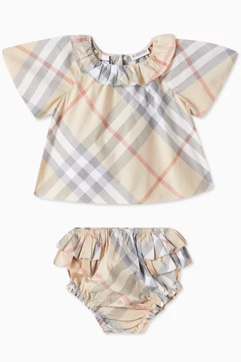 Emmie Check-print Dress & Bloomers in Cotton