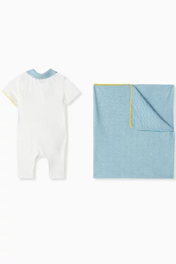 Romper & Blanket Gift Set in Cotton-knit