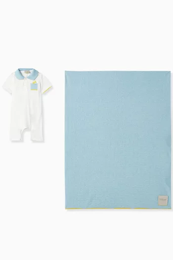 Romper & Blanket Gift Set in Cotton-knit