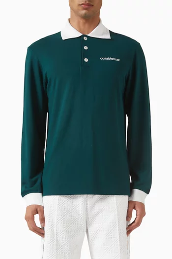 Logo Polo Shirt in Viscose Blend