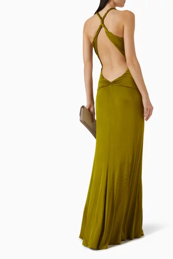 Twist Open-back Gown in Stretch Jersey
