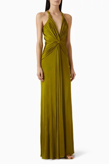 Twist Open-back Gown in Stretch Jersey