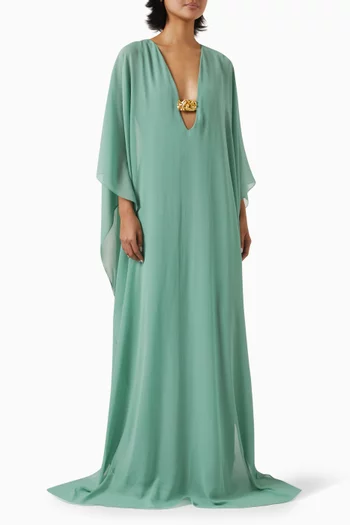 V-neck Maxi Dress in Silk Georgette
