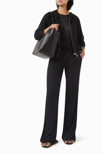 كنزة بغطاء رأس وسحّاب مزيج مودال