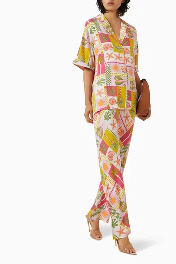 Under The Sea Bias-cut Pants in Viscose