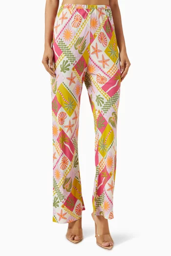 Under The Sea Bias-cut Pants in Viscose