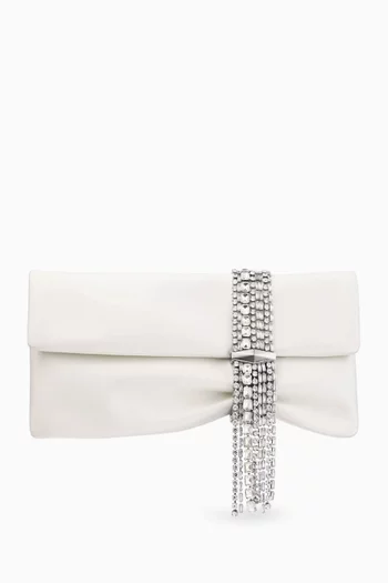 Zandra Crystal-embellished Clutch Bag in Satin