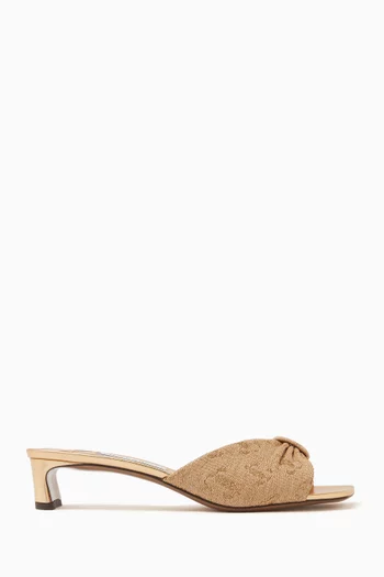 Annika 35 Mule Sandals in Raffia & Leather