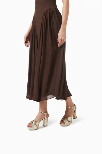 Heloise 80 Platform Sandals in Metallic Leather