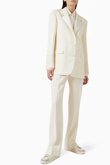 بنطال بقصة ساق مستقيمة مزيج فيسكوز وصوف