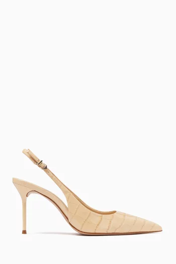 Paola 90 Slingback Pumps in Croc-embossed Leather