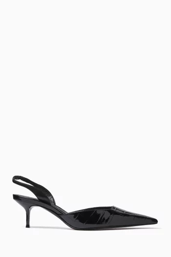 Paola 60 Slingback Pumps in Croc-embossed Leather