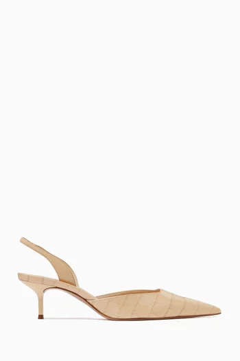 Paola 60 Slingback Pumps in Croc-embossed Leather