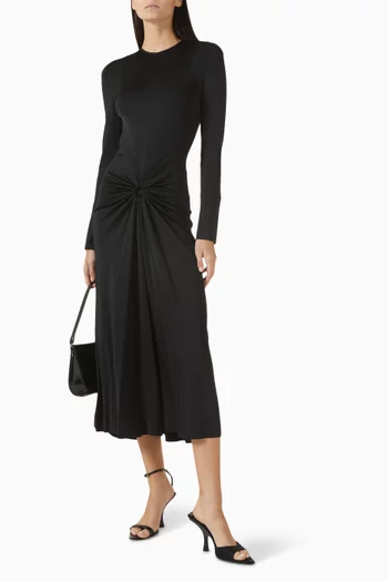 Gathered Midi Dress in Jersey