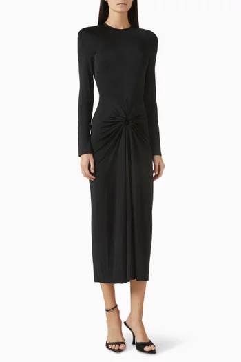 Gathered Midi Dress in Jersey